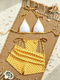With Shorts Polka Dot Halter Mini Micro Thong Bikini Female Swimsuit Women Swimwear Three-pieces Bikini Set Bathing Suit Swim