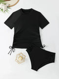 Short Sleeves Two Pieces Swimsuit Women Tankini 2026 Printed Swimwear Female Beach Wear Bathers Bathing Swimming Swim Suit
