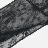 Woman Clothing 2026 O-neck Hollow Out High Slit Long Maxi Lace Dress Black Streetwear Ladies See-through Black T-shirt Dresses