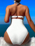 2026 Sexy Padded Swimsuit Women One Piece Halter Hollow Swimwear Female Solid Bathers Bathing Swimming Swim Suit Beachwear