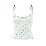 Sexy Polka Dot Camisole For Women Niche Lace Collar Slim-fit Outerwear Suitable For Seaside Vacations Elegant Charming 9B81