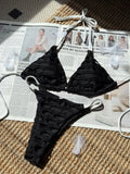 Hollow Out Halter Bikini Female Swimsuit Women Swimwear Two-pieces Bikini set High Leg Cut Bather Bathing Suit Swim Beachwear