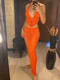 Sexy Halter V Neck Backless Knitted Beach Cover Up Cover-ups Beach Dress Beach Wear Beachwear Two Pieces Set Female Women V6379