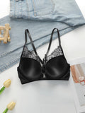 Ladies' Black Front Dutton Beautiful Back With Steel RingLlace Sexy Bra Underwear Thong Underwear Set J2509