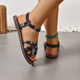 Sandals for Women in Spring  New Roman Fashion Flat Bottomed Anti Slip One Foot Beach Sandals