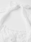Women's Summer Solid Color Halter Neck Mini Dress Lace Trim Neckline Eyelet Embroidery Backless Tie-Back Slim Party Dresses