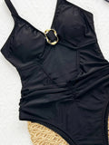 DEKA One Piece Swimsuit New Summer Retro Swimwear Sexy Solid Spaghetti Strap Hollow Out One Piece Swimsuit Women Beach Bikini