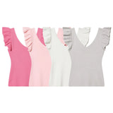 Fashionable Casual V-neck Flutter Sleeve Knit Top Women Ruffle Sleeve V Neck Knit Tank Top Sleeveless Slim Fit Casual Style C66D