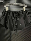 Fashion Women's Solid Color Bandage A-line High Waist Skirt 2026 Summer New Trendy Hole Design Skirts Female Trendy TB02