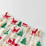 Womens 2025 Christmas Pajamas Sets Print Button Up Long Sleeve Lapel V Neck Tops and Shorts Lounge Wear Satin 2 Pieces Set