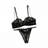 Sexy ultra-thin lace set black and sexy Lingerie two-piece set with steel ring and anti sagging women's underwear YS2900