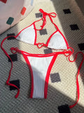 Sexy Ribbed Heart Shaped Halter Micro Bikini 2025 Women Swimsuit Female Swimwear Two Pieces Bikini Set Bathing Suit Swim Lady