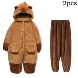 Adult Capybara Robes Onesies Pajamas Cartoon Pyjama Animal Kigurumi Slipper Halloween Cosplay Costumes Warm Sleepwear Jumpsuit