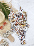 New Sexy One Piece Swimsuit Swimwear Women V-neck Backless Print One-piece Bathing Suit Beachwear Costumi Da Bagno Donna 2026