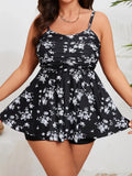 VigoJany 2026 Red Floral Print Plus Size Tankini Swimwear Women Large 2 Piece Curvy Dress Swimsuit Lady Big Shorts Bathing Suit