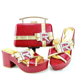 Doershow Charming Shoes And Bag Matching Set With GOLD Hot Selling Women Italian Shoes And Bag Set For Party Wedding!   HRT1-8