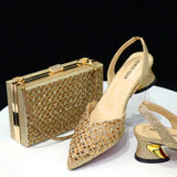 Doershow beautiful Italian Shoe and Bag Set New Shoes and Bag Set In Italy gold Color Italian Shoes with Matching Bags! HFG1-10