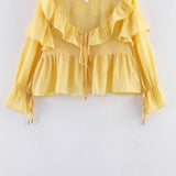 Women's Fashion Casual Ruffle Off-Shoulder Top IMH1