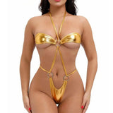 DEKA Halter Female Thong High Cut Out Swimwear One Piece Swimsuit Women Cross Bandage Monokini Bather Bathing Suit Swim Beachwea