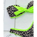 Sexy Bandeau Knotted Splicing Leopard Bikini Women Swimwear Female Swimsuit Two-Pieces Bikini Set Bather Bathing Suit Swim V4179