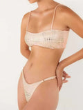Sexy two-piece bikini high temperature perm sequined women's swimsuit beach vacation swimwear