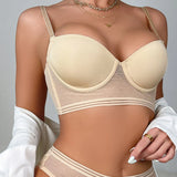 Sexy push-up bra plus size big chest bra with underwire lace underwear backless u bra solid T-Shirt bra summer