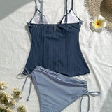 New 2026 Fashion Swimsuit Women Frill Trim Tankini Strappy Vest with Bow Swimwear Ruffles Beachwear Holiday Look Bathing Suits