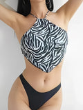 2026 High Neck Thong Bikinis Women Padded Swimwear Female Sexy Zebra Swimsuit Bathers Bathing Swimming Swim Suit Beachwear