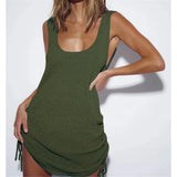 20 Colors Backless Lace Up Crochet Knitted Tunic Beach Cover Up Cover-ups Beach Dress Beach Wear Beachwear Female Women V5479