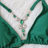 Bikini 2026 Sexy Crystal Diamond Hollow Vintage Solid Swimwear Swimsuit Women Bikinis Set Bathing Suit Beach Bikini Luxe Female