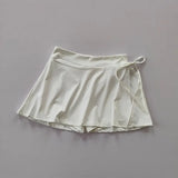 Women's sports yoga short skirt, badminton tennis skirt pants with inner pockets and side slit straps