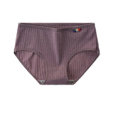 1 Pack Women's Ribbed Cotton Panties Stretchy Mid Rise Underwear Sexy Lingerie Breathable Japanese Style Multicolor Briefs M-XL