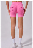 Women's Peach Lifting Yoga Shorts - High Waisted Stretchy Workout Shorts with Button Quick-Dry Tummy Control for Running Fitness