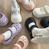Fashion Mary Jane Garden Shoes Woman Platform Slippers Cute DIY Thick Sole Girls Summer Indoor Beach Slides Ladies Footwear