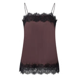 Women Camisoles Solid Color Lace Trim Spaghetti Strap Casual Tank Tops Summer Fashion Sleeveless Vests Streetwear