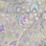 5D Deep Sea Fish Nail Art Stickers Shimmery Bubble Colorful Marine Life Nail Decals Summer Ocean Self Adhesive Manicure Decal