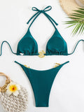 Shiny Sparkling Halter Metal Ring Bikini Women Swimwear Female Swimsuit Two-pieces Bikini Set Brazilian Bather Bathing Suit Swim