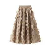Women Tulle Tutu Skirt Solid Color 3D Dot Elastic Mesh Fairy A-Line Skirt for Beach Party Streetwear