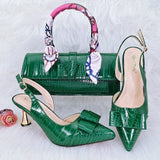 Doershow new come Matching Women Shoe and Bag Set Decorated brown Nigerian Shoes and Bag Set Italy Shoes and Bag set  HFG1-16