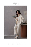 Women's Autumn and Winter Pajamas 3-Piece Set Soft and Half Velvet Thickened and Warm