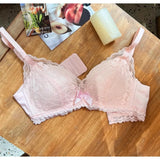 Wireless French Bralette for Small Chest, No Adjustable Push Up Lace Bra Set, Comfort Sexy Non Padded Lingerie for Women MOYISU
