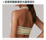 Color Blocking Yoga Sets Women's Tracksuit Hanging Neck Shockproof Sports Vest Hip Lifting Shorts Gym Running Fitness Suits