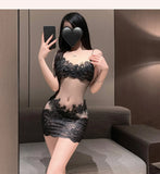 Sexy Lace Transparent Bodycon Dress Pure Desire Flower Embroidered Dress For Women Backless Deep V Suspenders Sleeveless NHSV