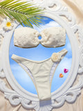 DEKA Brazilian Bandeau Bikini Set Swimwear Women 3D Flowers Swimsuit Bathing Suit Female Summer Beach Wear Biquini
