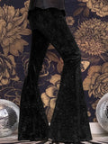 new European and American high-waisted slim shiny silver drape gold velvet bell-bottom casual pants