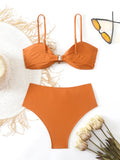 Strappy High Waist Bikinis 2026 Women Sexy Shell Swimsuit Solid Padded Swimwear Female Bathers Bathing Swimming Swim Suit