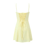 Foridol Lace Up Mini Summer Dress Sundress Women Spaghetti Strap Sexy Short White Beach Vestidos Fishbone Party Club Dress 2025