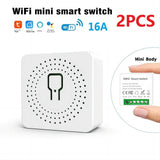 Mini 16A WiFi Switch Works with Tuya Smart Life App 2 Way Control Smart Home Automation Module Interruptor Work for Alexa Google