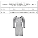 1PC Women Sexy Fishnet Beach Cover Up Long Sleeves Hollow Out Bodycon Dress See Through Summer Swimwear