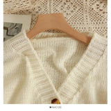 New Autumn Colourful Applique Flower Cardigan for Women Cute Long  V-neck Knit Crop Sweater Girl Soft Knitwear